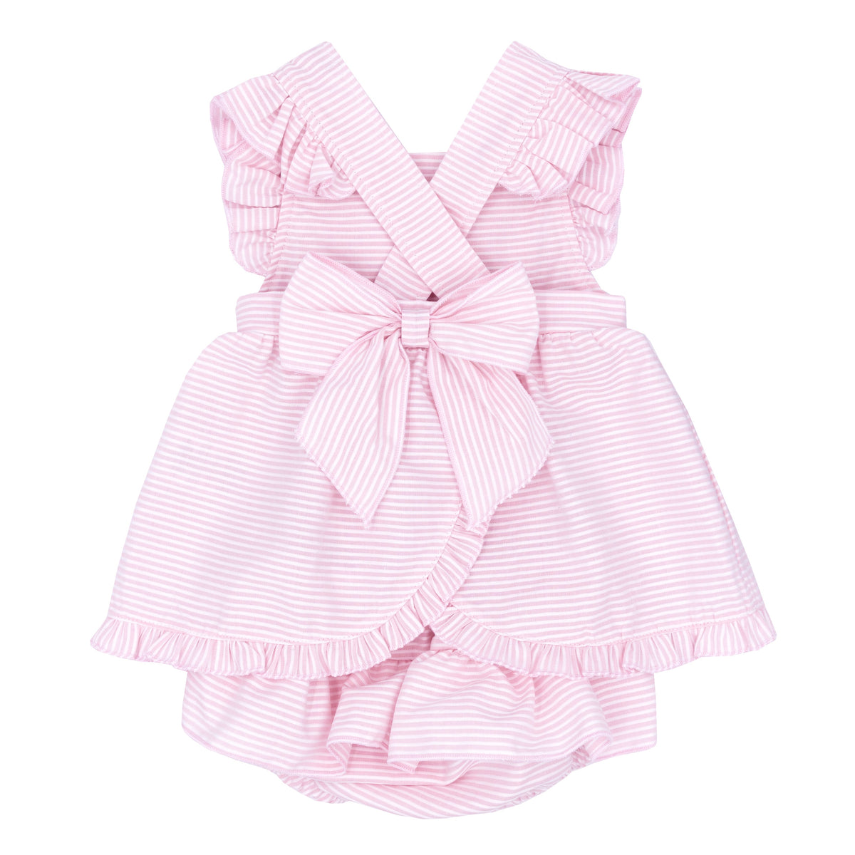 Girls dress and knicker set with bow blues baby