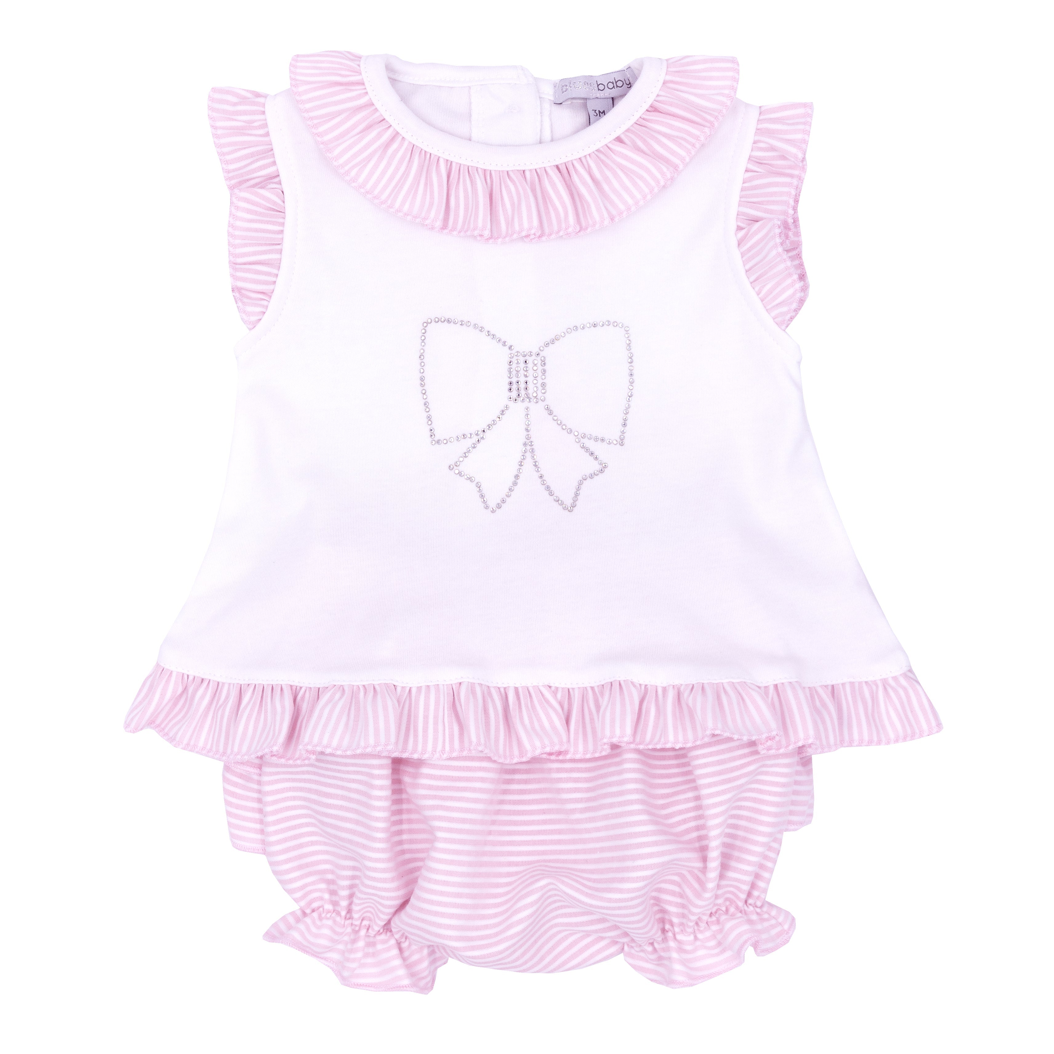 Girls t shirt and bloomer set with diamante applique