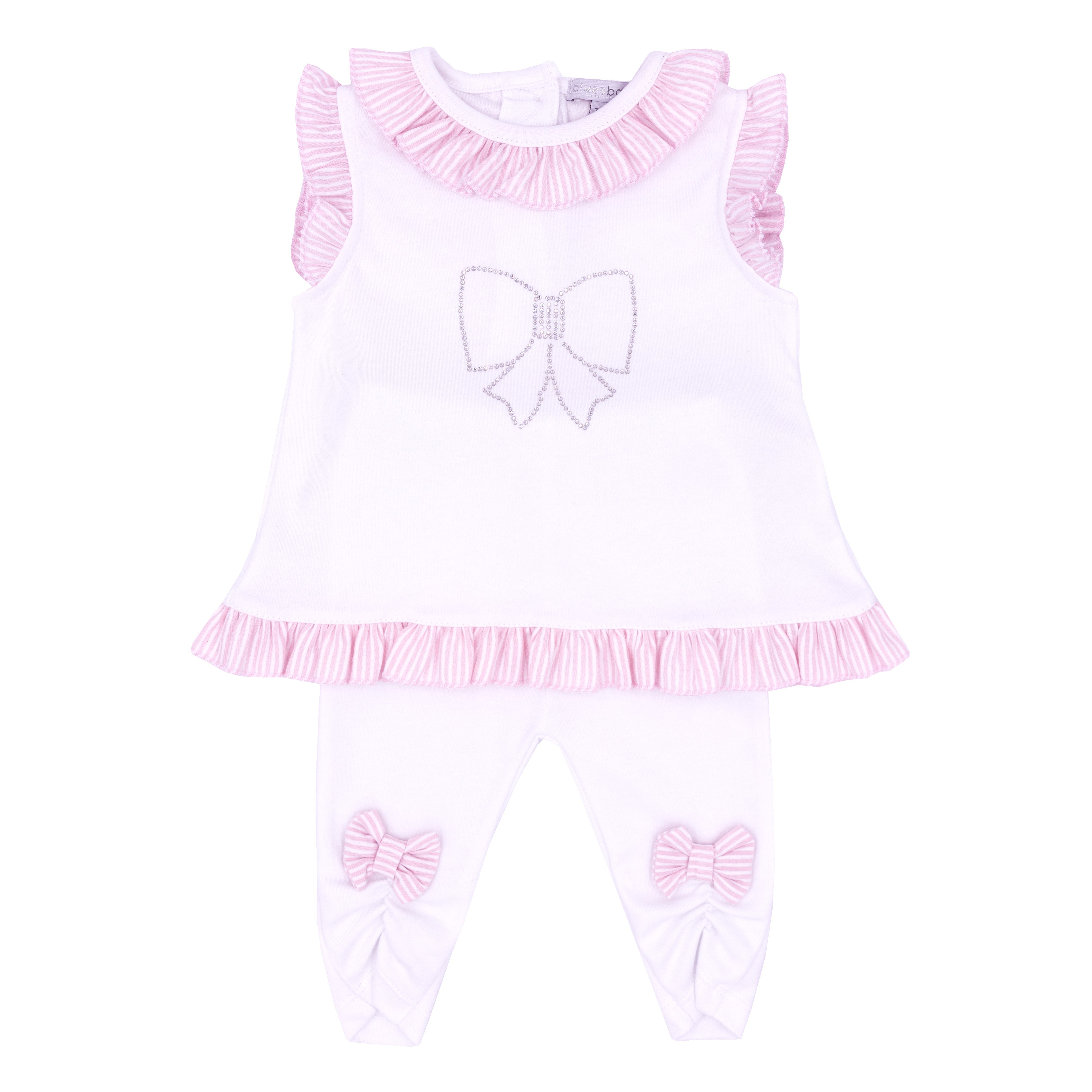 Girls tunic and legging set with frill and diamante applique