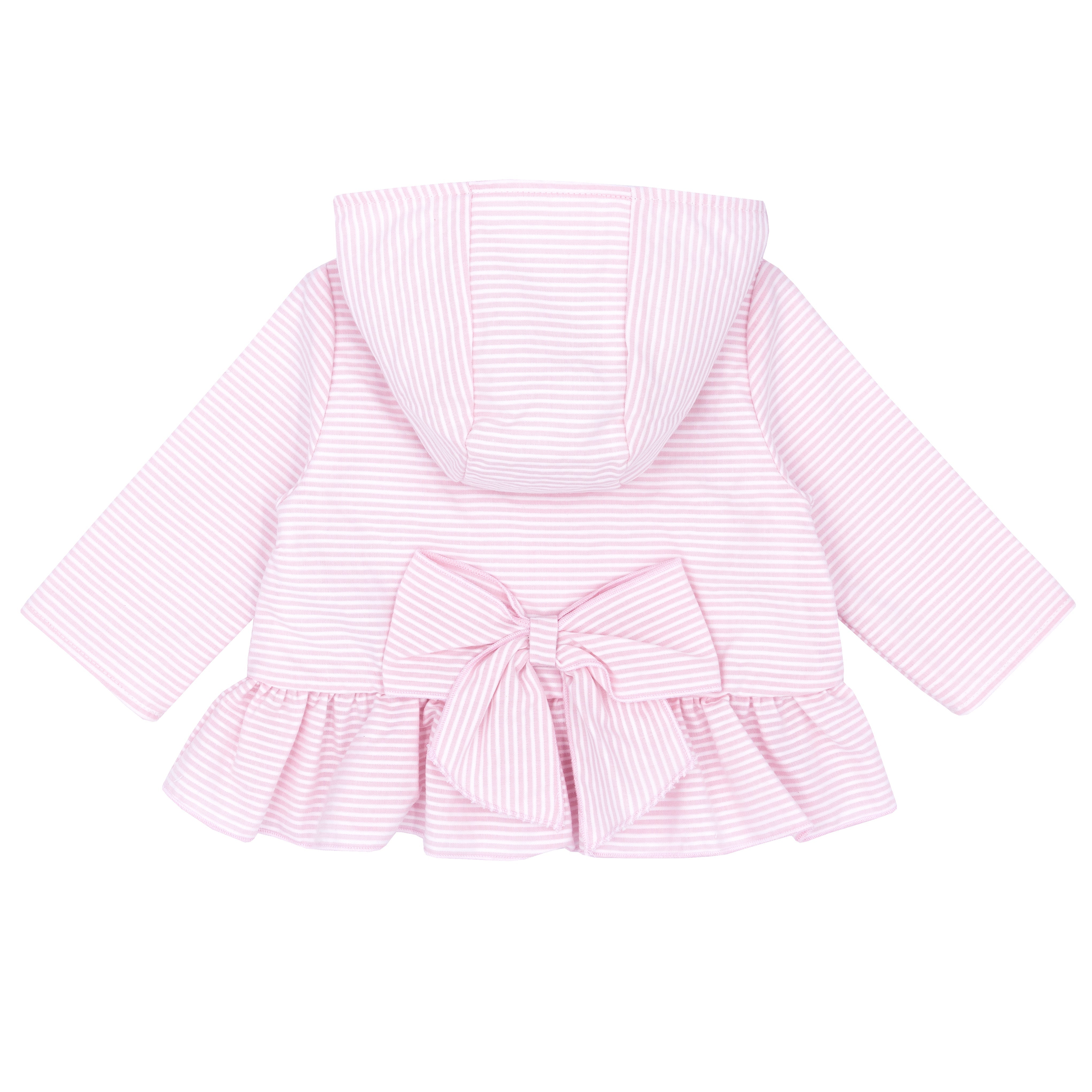 Girls hooded jacket with woven stripe bow