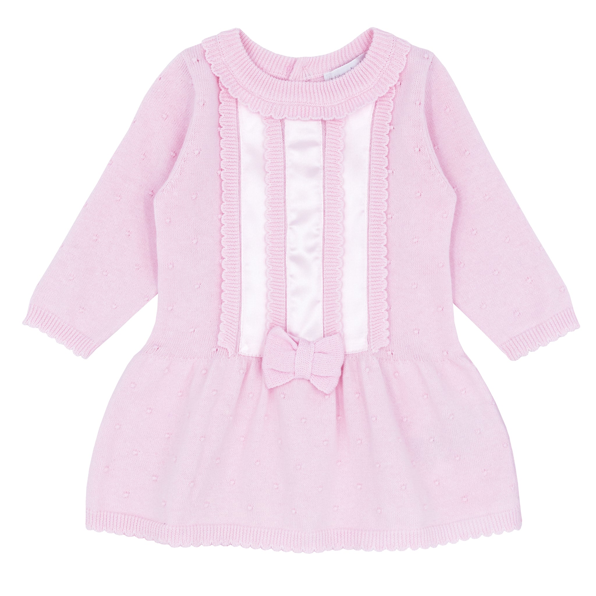 Baby ribbon knit tops AM1478 Drop waist pink knitted dress